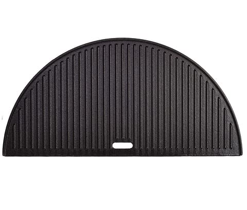 Half Moon Cast Iron Reversible Griddle for Large Big Green Egg and 18-Inch Kamado Grills