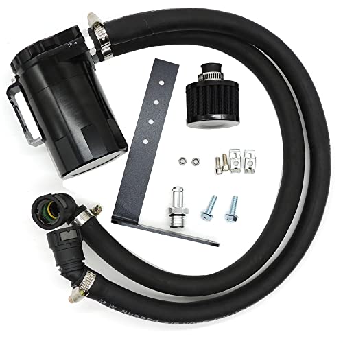 HiSport Oil Separator Reservoir Tank - Oil Catch Aluminum Can Kit Baffled with Air Filter Compatible with Ford F150 5.0/6.2/3.5EB/2.7EB 2011-2021 Expedition JLT 2018-2020