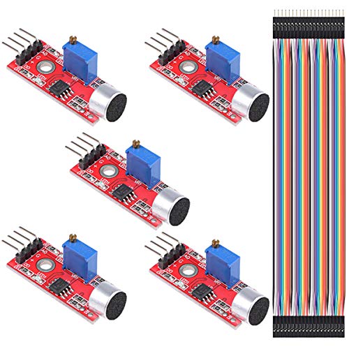 DAOKI 5PCS Microphone Sound Sensor Module AVR PIC High Sensitivity Voice Detection for Arduino with Dupont Cable