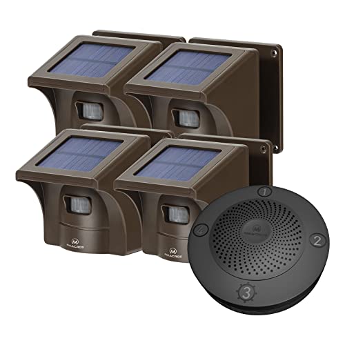 eMACROS Long Range Solar Wireless Driveway Alarm Outdoor Weather Resistant Motion Sensor & Detector-Security Alert System-Monitor & Protect Outside Property