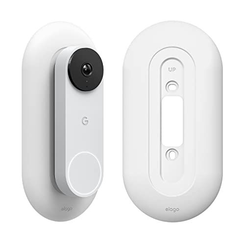 elago Mount Compatible with Google Nest Hello Video Doorbell Wall Plate (Wired, 2nd Gen) - Doorbell Chimes, Perfect Color Match with Angle Wedge (Snow)