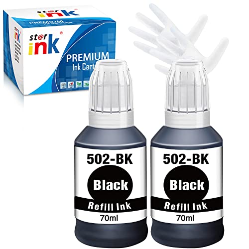 st@r ink 502 Pigment Compatible Ink Bottle Replacement for Epson 502 Black T502 for EcoTank ET-2760 ET-2750 ET-3760 ET-4760 ET-3750 ET-4750 ET-3830 ET-2850 ET-3850 ET-4850 ET-15000 Printer(2 Packs)