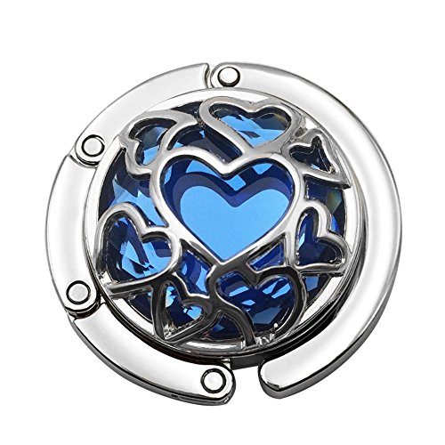 Grtdrm Multiple Hearts Style Premium Foldable Handbag Bag Purse Hanger Table Hook Holder (Blue)