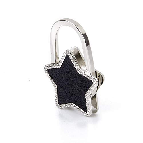 Ochoos Table Stars Foldable Wallet Hanger Handbag Hook Pocket Holder (Silver) - (Color: Black)