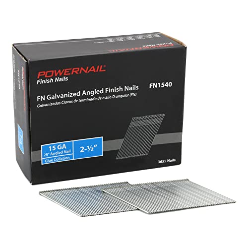 Powernail FN1540 15 Gauge 2-1/2 Inch Length 25 Degree Angled Finish Nails (3655 per box)