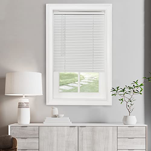 Cordless Light Filtering Mini Blind - 31 Inch Length, 72 Inch Height, 1" Slat Size - Pearl White - Cordless GII Morningstar Horizontal Windows Blinds for Interior by Achim Home Decor