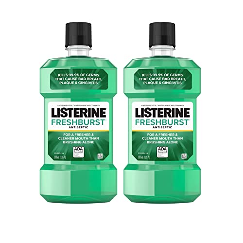 Listerine Freshburst Antiseptic Mouthwash for Bad Breath, Plaque, & Gingivitis, 500 mL x 2