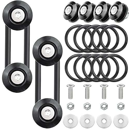 Bumper Quick Release, Mellbree JDM Quick Release Holders Front Rear Bumper Fasteners Trunk Band Fenders clip Kits Compatible for Universal Car Bumper (Black 4 x Release Tabs with 12 x O-Ring Fastener