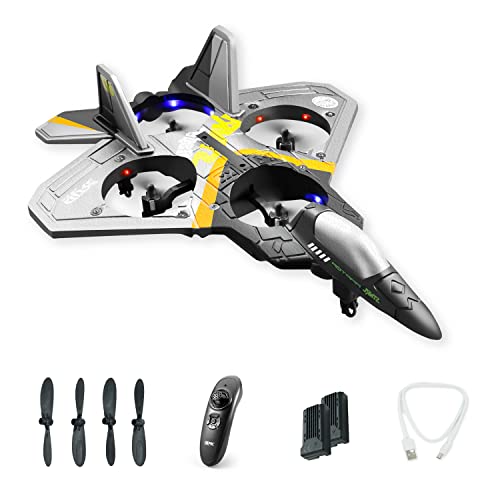 TIKHOSEN Rc Plane for Kids Drones for Age 8-12 Remote Control Foam Airplane for Kids Ages 8-12 Fighter Jet Toy Airplane with Function Gravity Sensing Stunt Roll Cool Light Foam Styrofoam Plane (SR)