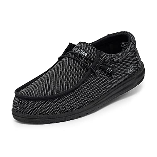 Hey Dude Men's Wally L Sox Black Size 12 | Mens Shoes | Men's Lace Up Loafers | Comfortable & Light-Weight