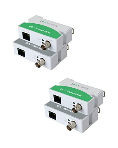LINOVISION POE Over Coax EOC Converter IP Over Coax Max 3000ft Power and Data Transmission Over Regular RG59 Coaxial Cable for Upgrading Analog Surveillance System to IP Surveillance System (2 Pack)