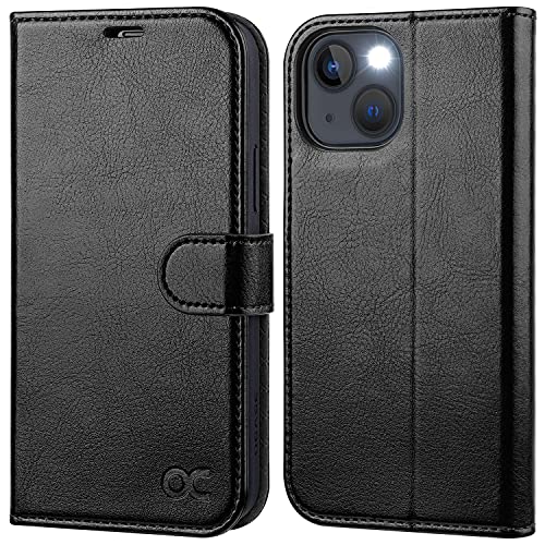 OCASE Compatible with iPhone 14 Plus Wallet Case, PU Leather Flip Folio Case with Card Holders RFID Blocking Kickstand [Shockproof TPU Inner Shell] Phone Cover 6.7 Inch 2022 (Black)