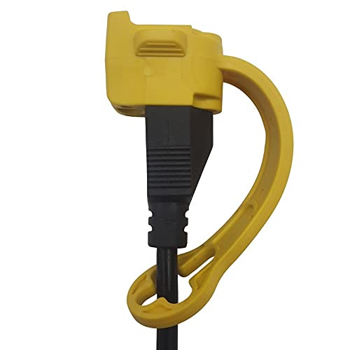 Prong Shield Outdoor Plug Cover | Weatherproof Extension Cord Plug Cover for Outside | Extension Cord Construction Equipment | Extension Cord End Cover 3-Prong End Cover (5, Yellow)