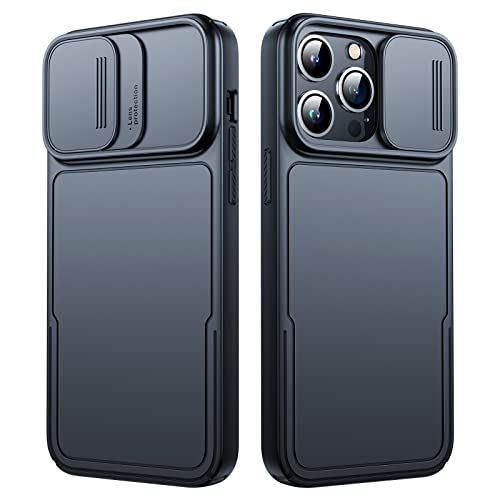 Simtect Designed for iPhone 14 Pro Case with Sliding Camera Cover, Shockproof & Military-Grade Protective Silicone Phone Case for iPhone 14 Pro 6.1 inch - Black 5G