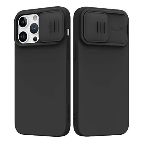 Nillkin Designed for iPhone 14 Pro Case with Camera Cover, Silicone Ultra Slim Shockproof Protective Phone Case, [Microfiber Lining, Slide Camera Protection] 6.1 inch, Black