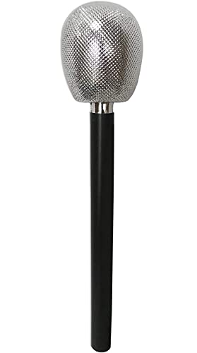 Rubies Awesome 80's Fashion Party Glitter Faux Microphone Costume Accessory, 9",Silver