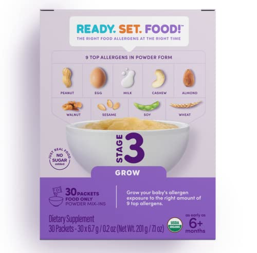 Ready Set Food | Early Allergen Introduction Mix-ins for Babies 4+ Mo | Stage 3-30 Days | 9 Top Allergens - Organic Peanut Egg Milk Almond Cashew Walnut Sesame Soy Wheat | For Food | ReadySetFood