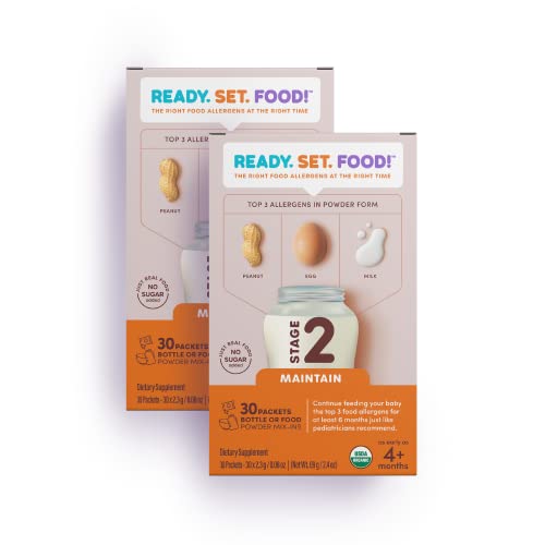 Ready, Set, Food! Early Allergen Introduction for Babies, Peanut, Egg & Milk: Stage 2 Maintenance (2 Months - 60 Packets)