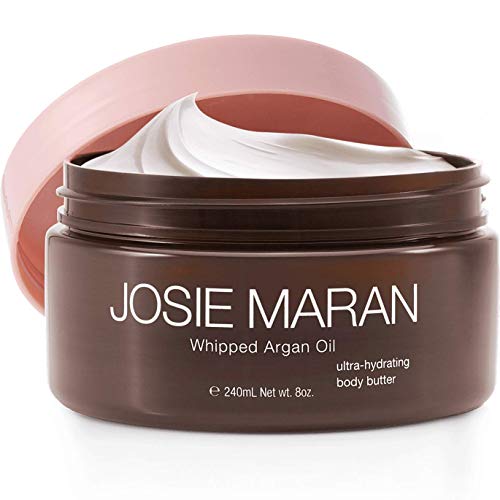 Josie Maran Whipped Argan Oil Body Butter - Immediate, Lightweight, and Long-Lasting Nourishment to Soften and Hydrate Skin (240ml/8.0oz, Sweet Citrus)