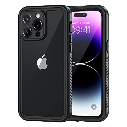 Lanhiem for iPhone 14 Pro Case, IP68 Waterproof Dustproof Shockproof 14 Pro Case with Built-in Screen Protector, Full Body Sealed Protective Front and Back Cover for iPhone 14 Pro, 6.1 inch (Black)