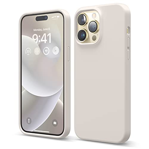 elago Compatible with iPhone 14 Pro Max Case, Liquid Silicone Case, Full Body Protective Cover, Shockproof, Slim Phone Case, Anti-Scratch Soft Microfiber Lining, 6.7 inch (Stone)