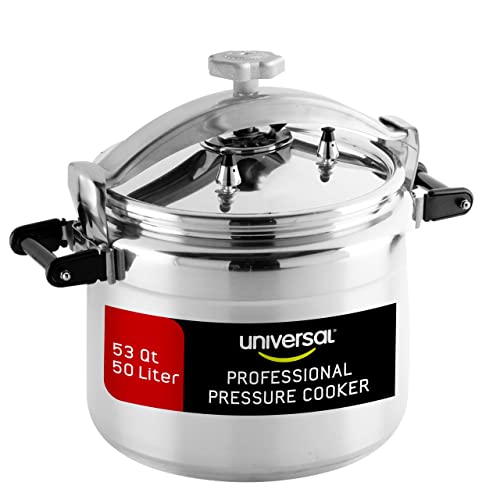 Universal 53Qt / 50L Professional Pressure Cooker, Sturdy, Heavy-Duty Aluminum Construction with Multiple Safety Systems, Ideal for Industry usages such as Restaurants, Hotels, and Businesses with Large Kitchens
