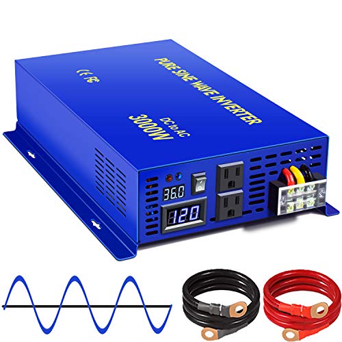 XYZ INVT 3000W Pure Sine Wave Inverter - 36V DC to AC 120V 110V Power Inverter Surge 6000w, Power Converter for Car Solar System, Off Grid Power System. (3000W36V)