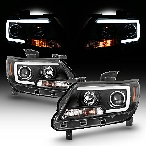 AKKON - For 2015-2022 Chevy Colorado Full LED Daytime Running Lamp Bar Projector Headlights Black Housing Clear Lens Set
