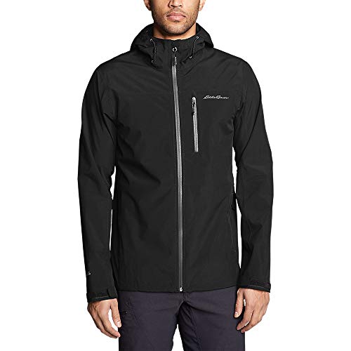 Eddie Bauer Men's RIPPAC Stretch Rain Jacket, Waterproof, Black, X-Large