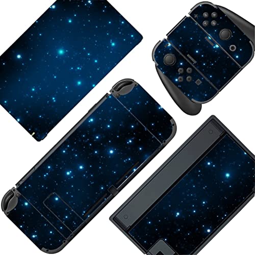 ROIPIN Black Skin Compatible with Nintendo Switch, Protective Film Sticker for Nintendo for Switch Console & Joy-Con Controller & Dock Protection Kit(Starry Sky)