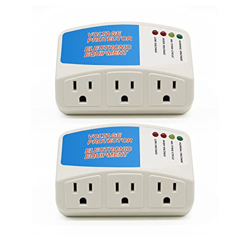 BSEED Home Appliance Surge Protector Wall Mount US/Spain Multi Plug with Protection Low/High Voltage Protector Brownout Outlet Plug in 120V 1440W Pack of 2