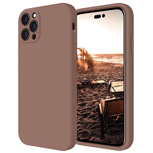 FireNova for iPhone 14 Pro Max Phone Case, Silicone Upgraded [Camera Protection] Case with [2 Screen Protectors], Soft Anti-Scratch Microfiber Lining Inside, 6.7 inch, Light Brown