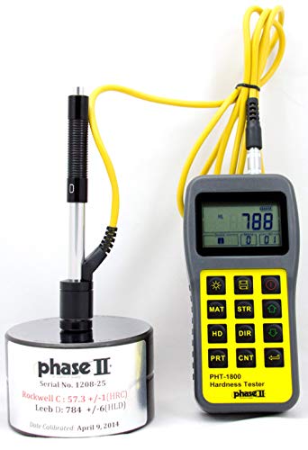 AccusizeTools - Phase II Portable Hardness Tester, 5-Year-Warranty, NIST Traceable, Accuracy: +/- 0.5% (referred to L=800), #PHT-1800