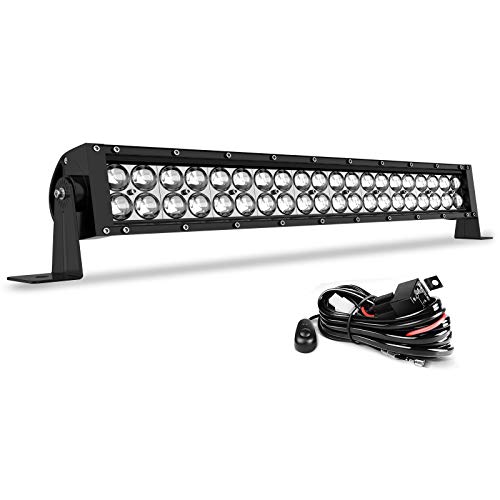 AUTOSAVER88 LED Light Bar 24 Inch Straight Work Light 4D 200W with 8ft Wiring Harness, 20000LM Offroad Driving Fog Lamp Marine Boating Light IP68 WATERPROOF Spot & Flood Combo Beam Light Bar
