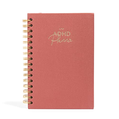 The ADHD Planner - Undated Daily Weekly Schedule Organizer Journal for Disorganized People - Habit Tracker Record Emotions & Mood - Academic Goals - Structure & Focus for Adults Brains (Spiral) (Red)