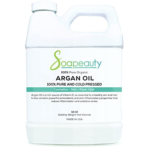 Soapeauty Cold Pressed Refined ARGAN OIL| 100% Natural & Argan Oil | Carrier for Essential Oils, Argan Oil for Skin, Argan Oil for Hair Growth & Moisturizer (32 fl oz)