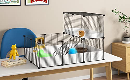 Oneluck Large Guinea Pig Cages 10.54 Square feet Habitats for 2 Pet,Indoor DIY Accessories,with Waterproof Plastic Bottom,Playpen for Small Pet Bunny, Turtle, Hamster,Hedgehog