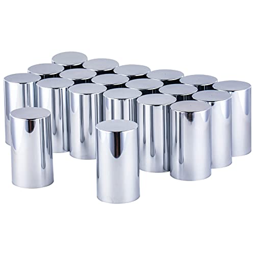 20 Pack Nut Cover, ABS Chrome Plastic 33 mm by 3-1/2" Cylinder Nut Cover - Thread-On fit Hub Piloted Wheels, Complete Axle Cover Kits, Lug Nut Covers for Semi Trucks, Trailers