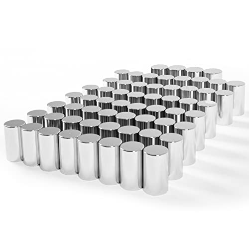 HQALTY 60Pcs Lug Nut Covers 33mm Cylinder Nut Covers ABS Chrome Plastic Anti-Rust Thread-on Nut Cover Caps for Semi Trucks