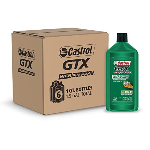 Castrol 06460 GTX 10W-40 High Mileage Motor Oil - 1 Quart, (Pack of 6)