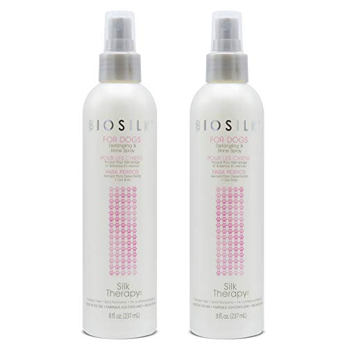 BioSilk for Dogs Silk Therapy Detangling Plus Shine Protecting Mist for Dogs | Best Detangling Spray for All Dogs & Puppies for Shiny Coats and Dematting | 8 Oz - Pack of 2