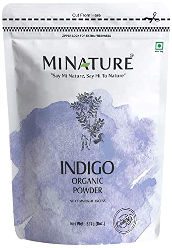 mi nature Indigo Powder 100% Pure Natural Organically Grown Indigo Powder- For HAIR (227g / (1/2 lb) / 8 ounces)