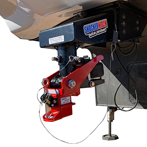 Shocker QuickAir 5th Wheel to Gooseneck Air Hitch & Coupler Conversion Kit, Lippert 1621 0719 & RhinoBox, w/o Chain Kit