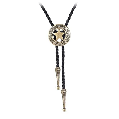 BRBAM Western Cowboy Texas Style Vintage Bolo Tie Fashion Texas Map and Lone Star Leather Bolo Tie Necktie Necklace (Style 7 - Gold)