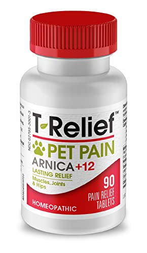 T-Relief Pet Pain Relief Arnica +12 Powerful Natural Medicines Help Ease Muscle Joint & Hip Pain Soreness Stiffness & Injuries Max Fast-Acting Soother for Dogs & Cats - 90 Tablets