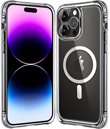 Mkeke Magnetic Designed for iPhone 14 Pro Case Clear with Magsafe [Military Grade Drop Protection] [Not Yellowing] Shockproof Phone Case for Apple iPhone 14 Pro 2022