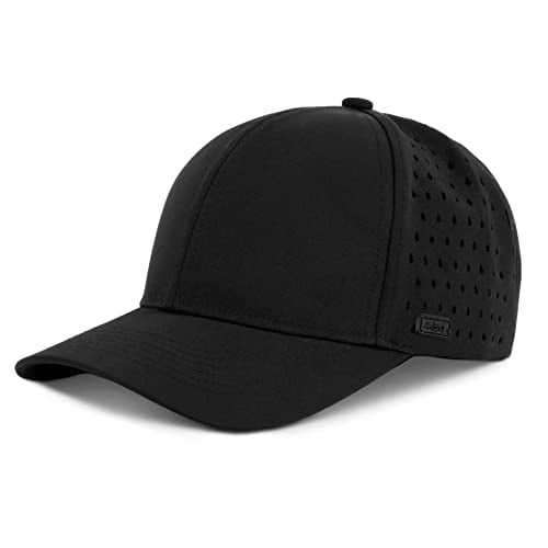 Hydro Waterproof 6-Panel Sports Hat, Floating Performance Snapback Cap. Water-Resistant Baseball Hat for Surf, Boat, Golf, Everyday use with Sweat Resistant Band. One Size Fits All, Unisex Black