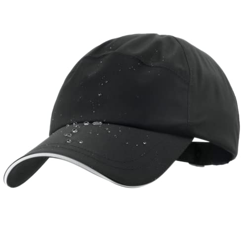 Lvaiz Mens Waterproof Golf Baseball Cap Windproof Unstructured UPF50+ Outdoor Caps for Women Sport Adjustable Tennis Hat Black