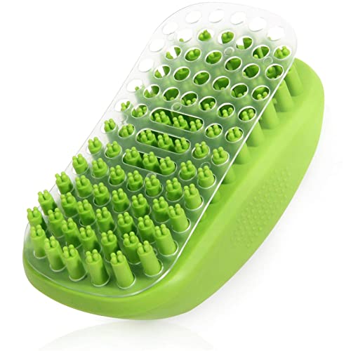 HOP Dog Grooming Brush Pet Shampoo Bath Soothing Massage Rubber Bristles Curry Comb for Doggy Long & Short Hair Dog Scrubber Professional Quality Dog Wash Brush Home of Paws