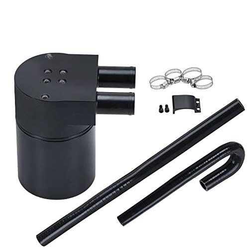 PQY Black Aluminum Alloy Reservior Oil Catch Can Tank with Silicone Radiator Hose Compatible with BMW N54 335i 135i E90 E92 E82 2006-2010